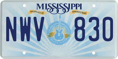MS license plate NWV830