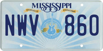 MS license plate NWV860
