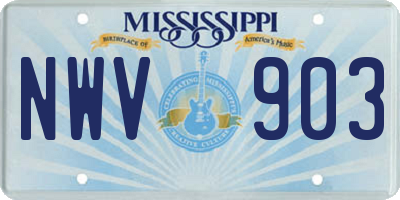 MS license plate NWV903