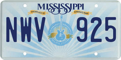 MS license plate NWV925