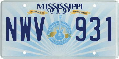 MS license plate NWV931