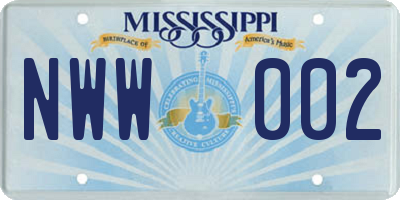 MS license plate NWW002