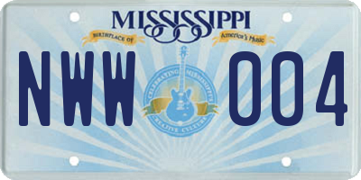 MS license plate NWW004