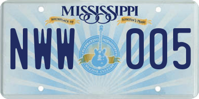 MS license plate NWW005