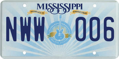 MS license plate NWW006