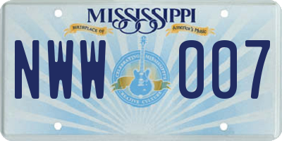 MS license plate NWW007