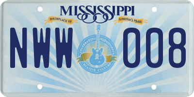 MS license plate NWW008
