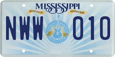 MS license plate NWW010
