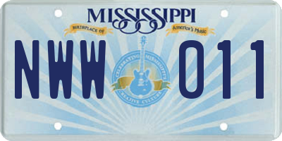 MS license plate NWW011