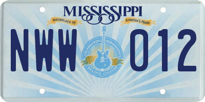 MS license plate NWW012
