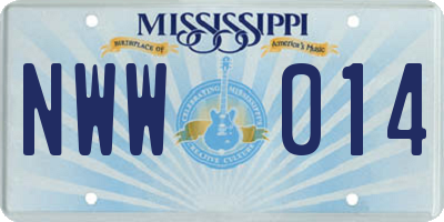 MS license plate NWW014