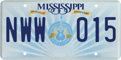 MS license plate NWW015