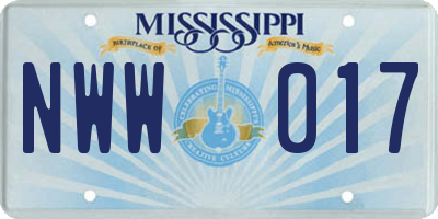 MS license plate NWW017