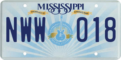 MS license plate NWW018