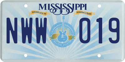 MS license plate NWW019
