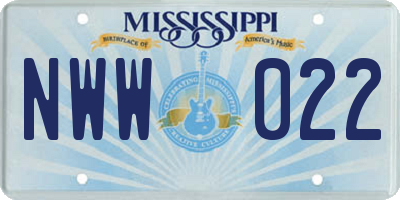 MS license plate NWW022