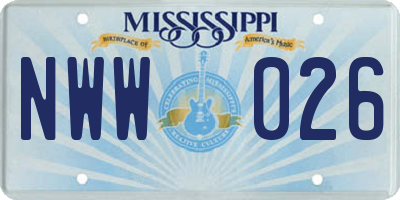 MS license plate NWW026