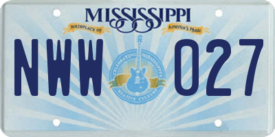 MS license plate NWW027