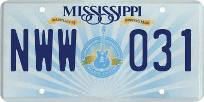 MS license plate NWW031