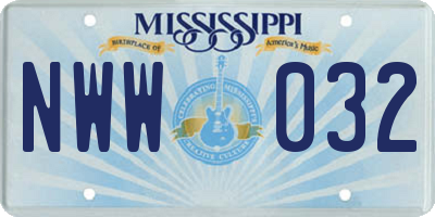 MS license plate NWW032