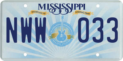 MS license plate NWW033