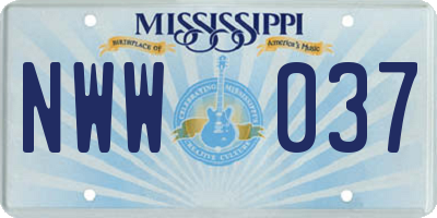 MS license plate NWW037