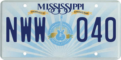 MS license plate NWW040