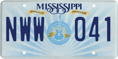 MS license plate NWW041