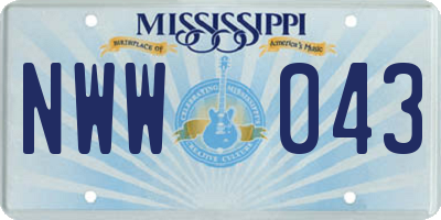 MS license plate NWW043