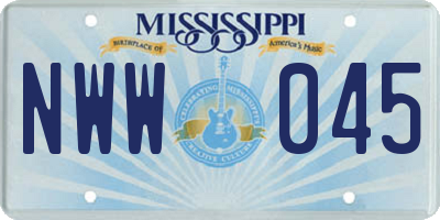 MS license plate NWW045
