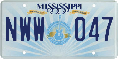 MS license plate NWW047