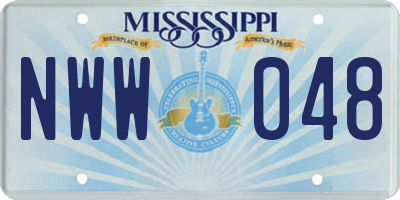 MS license plate NWW048