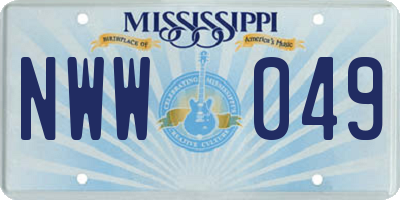 MS license plate NWW049
