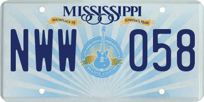 MS license plate NWW058