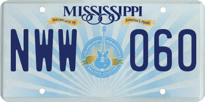 MS license plate NWW060