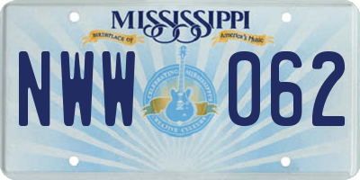 MS license plate NWW062