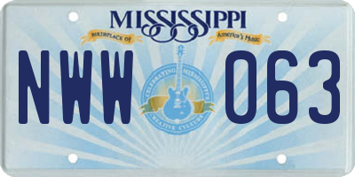 MS license plate NWW063