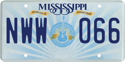 MS license plate NWW066