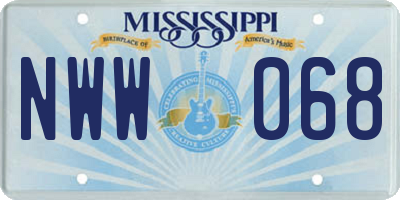 MS license plate NWW068