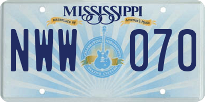 MS license plate NWW070