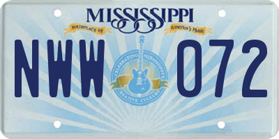 MS license plate NWW072