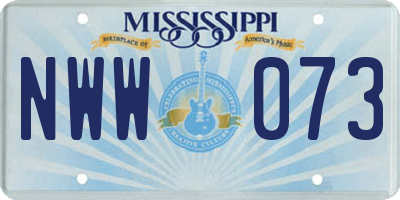 MS license plate NWW073