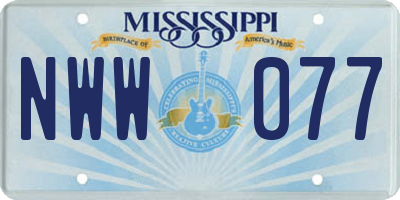 MS license plate NWW077