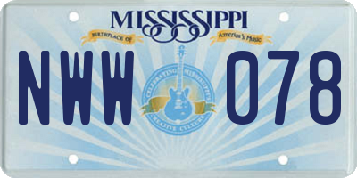 MS license plate NWW078