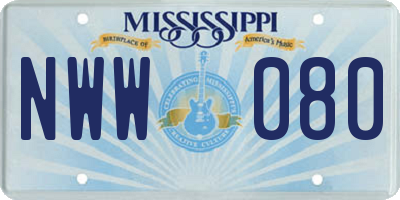 MS license plate NWW080