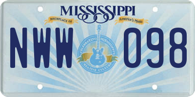 MS license plate NWW098