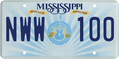 MS license plate NWW100