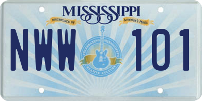 MS license plate NWW101