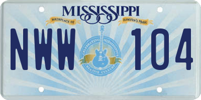 MS license plate NWW104