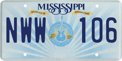 MS license plate NWW106